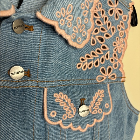 DRIFTWOOD Pink Embroidered Denim Vest - Picture 4 of 5